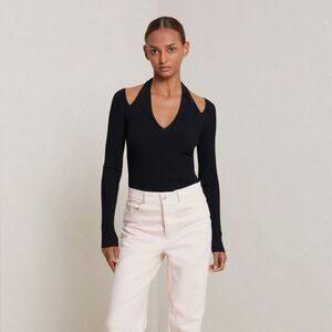 A.L.C Black Jackson Ribbed Top Medium